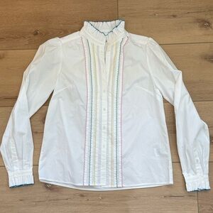 Boden Womens White Collared Felicity Cotton Blouse